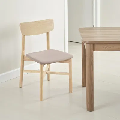 Hivvago Rida Dining Side Chair Set Of 2, Gray Fabric, White Washed Hardwood In Neutral