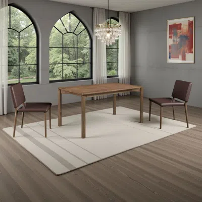 Hivvago Rida Dining Table, Rich Dark Brown Hardwood, Rectangular 59 Inch Top
