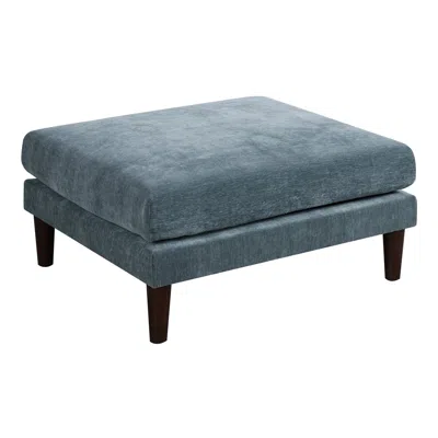 Hivvago Rio 32 Inch Modular Ottoman, Box Cushion Seat, Wood Legs, Slate Blue Fabric