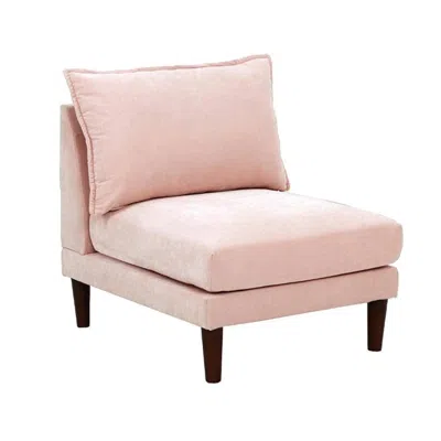 Hivvago Rio 33 Inch Modular Armless Sofa Chair, Lumbar Cushion, Blush Pink