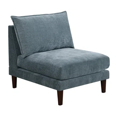 Hivvago Rio 33 Inch Modular Armless Sofa Chair, Lumbar Cushion, Slate Blue Fabric
