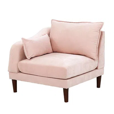 Hivvago Rio 33 Inch Modular Single Arm Corner Chair, 2 Lumbar Cushions, Blush Pink