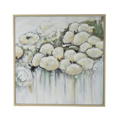 Hivvago Rioni 39 X 39 Floral Wall Art Print, Handpainted Abstract Oil Painting In Neutral
