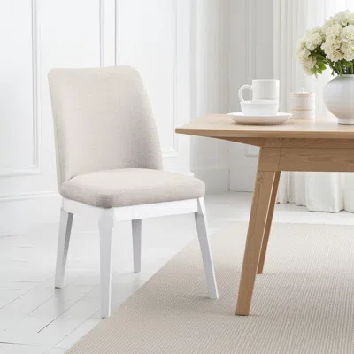 Hivvago Risa Dining Side Chair Set Of 2, Tall Back And Splayed Legs, Beige In White