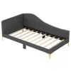 Hivvago Rivet-tufted Platform Bed With Metal Legs And Wood Slats In Gray