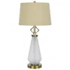 Hivvago Rizo 32 Inch Table Lamp, Tapered Style Frosted Glass Base, Beige Shade