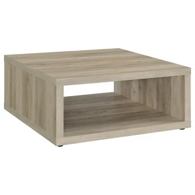 Hivvago Rizz Coffee Table, Square Cube Design Open Shelf, 36 Inch Light Brown In Gray