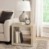 Hivvago Rizz Side End Table, Square Cube Design Shelf, 23 Inch Light Brown In Neutral