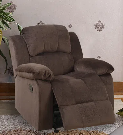 Hivvago Rocker Recliner In Choco Brown Suede Fabric