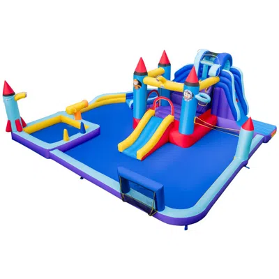 Hivvago Rocket Theme Inflatable Water Slide Park In Black