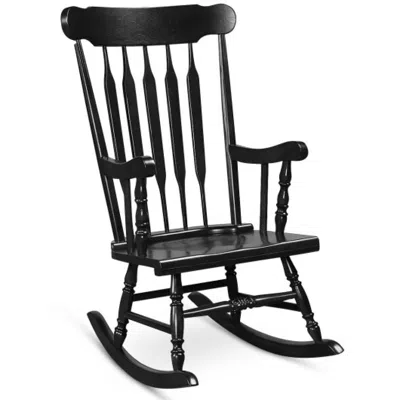 Hivvago Rocking Chair With Solid Wooden Frame For Garden And Patio-white