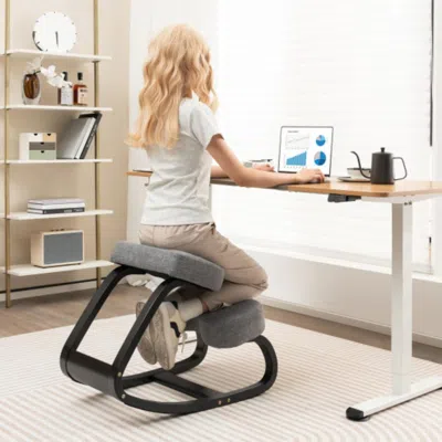 Hivvago Rocking Ergonomic Kneeling Chair With Padded Cushion For Home Office-gray