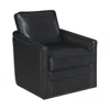 Hivvago Roco 34 Inch Accent Chair With Swivel, Faux Leather Upholstery, Black In Black