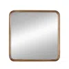 Hivvago Roe 32 Inch Wall Mirror, Brown Curved Pine Wood Frame, Minimalistic In Brown