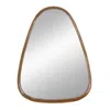 Hivvago Roe 37 Inch Accent Wall Mirror, Brown Curved Pine Wood Frame, Minimalistic In Brown