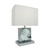 Hivvago Rohi 22 Inch Table Lamp, White Fabric Shade, Chrome Base, Led Accents