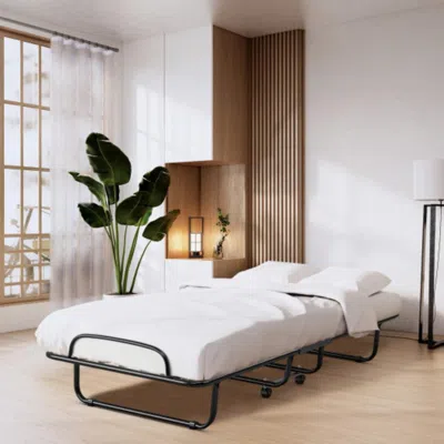 Hivvago Rollaway Folding Bed With Memory Foam Mattress And Sturdy Metal Frame Made In Italy