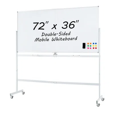 Hivvago Rolling Double-sided Magnetic Whiteboard On Wheels With Stand And Aluminum Alloy Frame-white