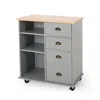 Hivvago Rolling Kitchen Island Bar Cart, Drawers Shelves, Wheels, Brown, Gray In Gray