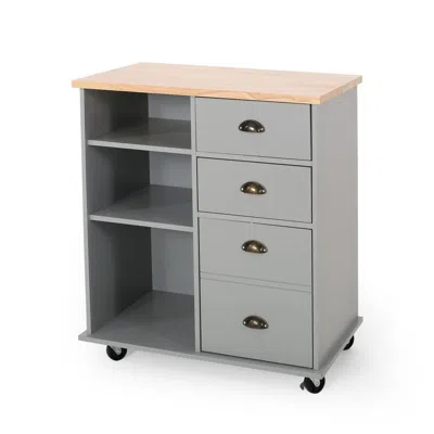 Hivvago Rolling Kitchen Island Bar Cart, Drawers Shelves, Wheels, Brown, Gray