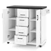 Hivvago Rolling Kitchen Island Cart On Wheels With Storage Cabinets-white