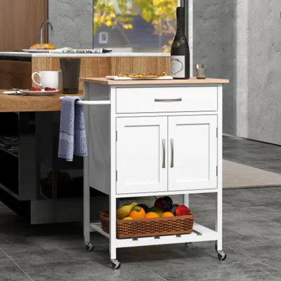 Hivvago Rolling Kitchen Island Cart With Drawer And Towel Rack-white