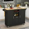 Hivvago Rolling Kitchen Island Cart With Drop-leaf Countertop Ad Towel Bar-black