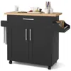Hivvago Rolling Kitchen Island Cart With Towel And Spice Rack In Black