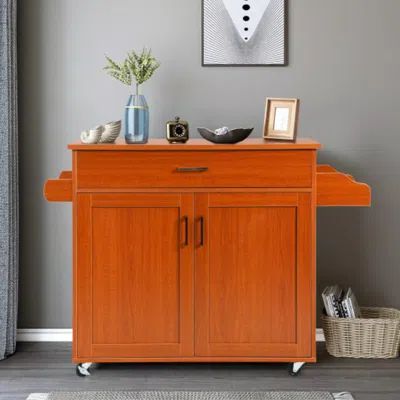 Hivvago Rolling Kitchen Island Cart With Towel And Spice Rack-orange