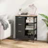 Hivvago Rolling Kitchen Island Utility Storage Cart With 3 Large Drawers-black