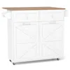 Hivvago Rolling Kitchen Island With Trash Can Cabinet And Rubber Universal Wheels
