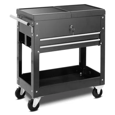 Hivvago Rolling Mechanics Tool Cart Slide Top Utility Storage Cabinet Organizer 2 Drawers In Black