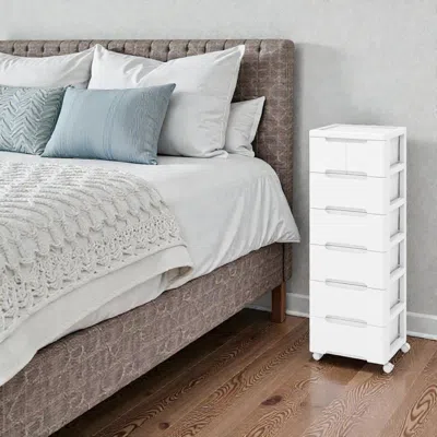 Hivvago Rolling Organizer Cabinet With Spacious Storage Drawers In White