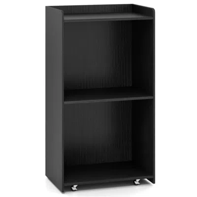 Hivvago Rolling Podium Stand With 2 Shelves And Lockable Wheels In Black