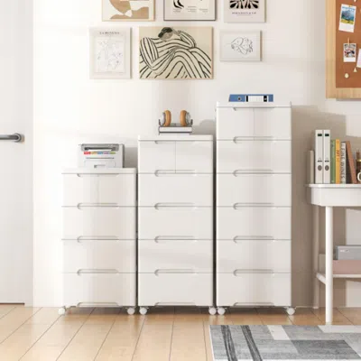 Hivvago Rolling Storage Cabinet With Universal Wheels And 5/6/7 Drawers-5 Drawers In White