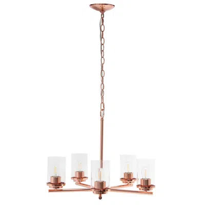 Hivvago Rose Gold And Clear Chandelier Five Light Iron Ceiling Light With Clear Shades In Multi