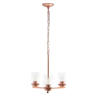 Hivvago Rose Gold And Clear Chandelier Three Light Iron Ceiling Light With Clear Shades In Pink