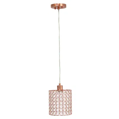 Hivvago Rose Gold And Clear Cylinder Crystal Ceiling Light With Clear Shades In Brown