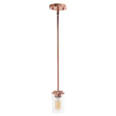 Hivvago Rose Gold And Clear Cylinder Iron Ceiling Light With Clear Shades In Metallic