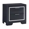 Hivvago Rosy 27 Inch Nightstand, 2 Drawers, Chrome Accents, Midnight Blue Wood
