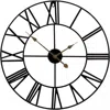 Hivvago Round 24-inch Black Metal Roman Numeral Wall Clock With Gold Hands In Black
