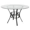 Hivvago Round 48-inch Clear Glass Dining Table With Black Metal Frame In Transparent