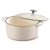 Hivvago Round 5.5 Quart White Beige Enameled Oven Safe Cast Iron Dutch Oven With Lid In White