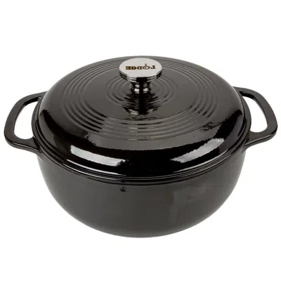 Hivvago Round 6-quart Black Enamel Cast Iron Dutch Oven With Lid