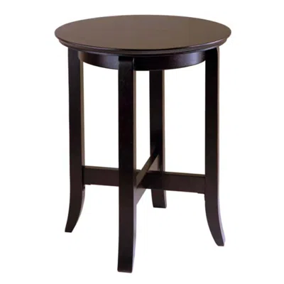 Hivvago Round Accent End Table Espresso In Blue