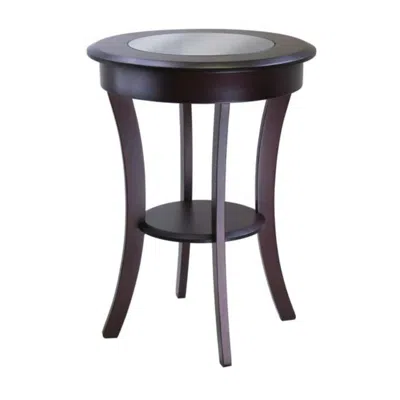 Hivvago Round Accent Table Cappuccino In Brown