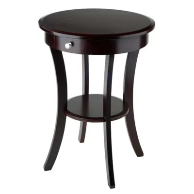 Hivvago Round Accent Table Cappuccino In Brown