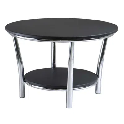 Hivvago Round Coffee Table Black And Metal In Metallic
