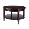 Hivvago Round Coffee Table With Pull Out Tray Espresso