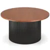 Hivvago Round Coffee Table With Solid Wood Frame And Wooden Top-walnut